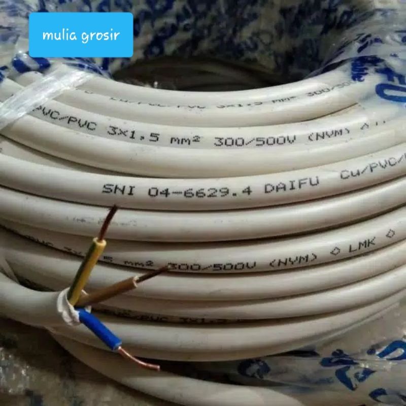 Kabel Listrik Nym Daifu / Hensonic /Master 3x1.5 Eceran SNI