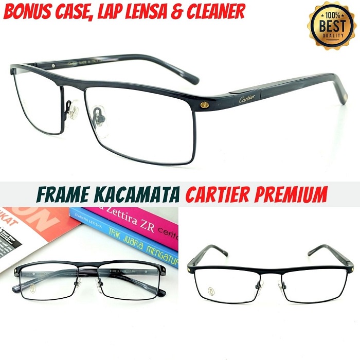 Frame Kacamata Pria Cartier C8100816 Kualitas Premium Lensa Minus Baca Antiradiasi Photocromic Bluec