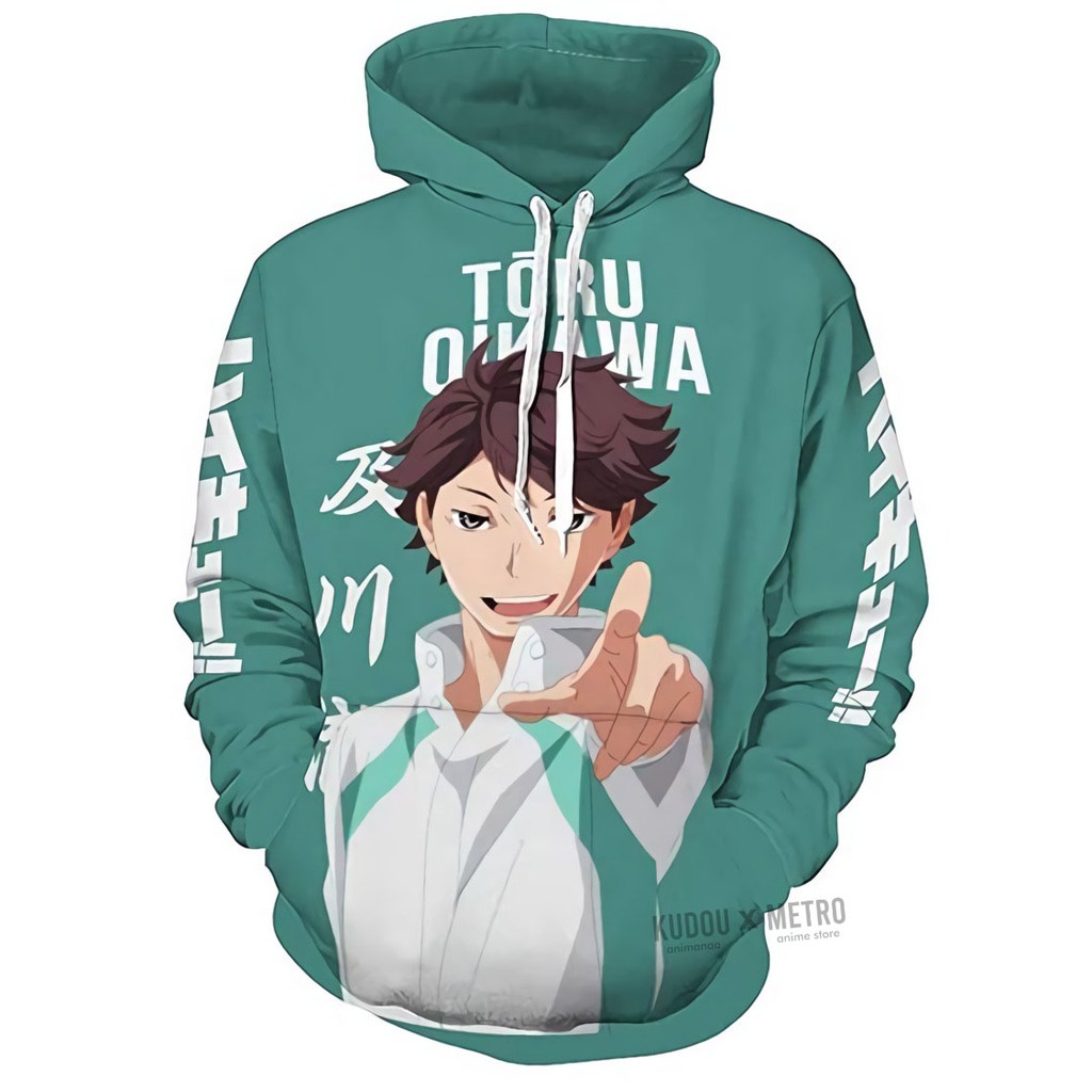 Hoodie Fullprint Toru Oikawa Adidaspoly Mint Haikyuu Karasuno Anime Manga Premium Quality