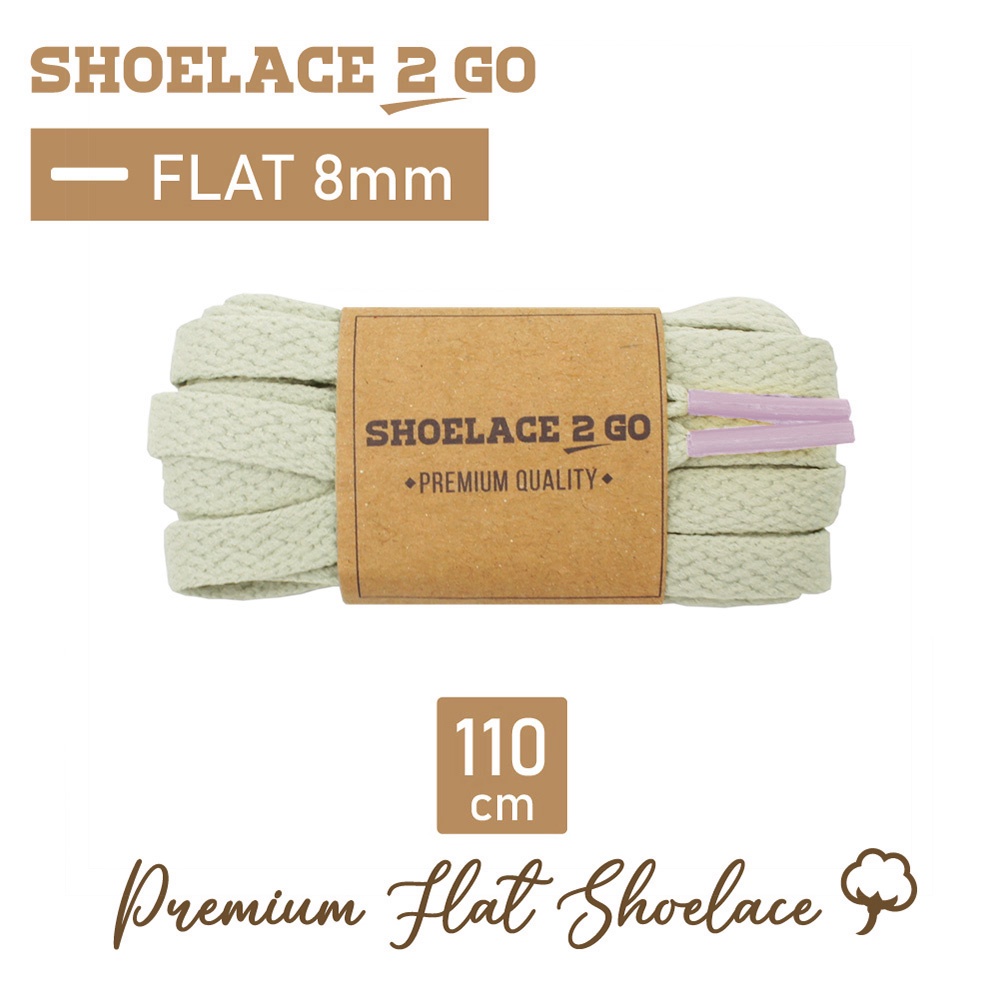 SHOELACE 2 GO PREMIUM TALI SEPATU GEPENG PIPIH FLAT A2 - OFF WHITE WITH PINK TIPS - 110CM