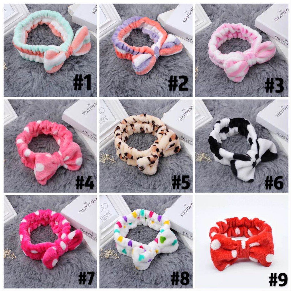 Bandana Bando Rambut Motif Pita Bando Rambut Mandi Gaya Korea Bando Fashion Wanita Import