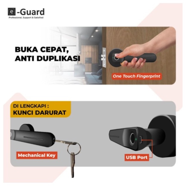 e-Guard Kunci Pintu Fingerprint Digital Smart Door Lock LG1664 Kost