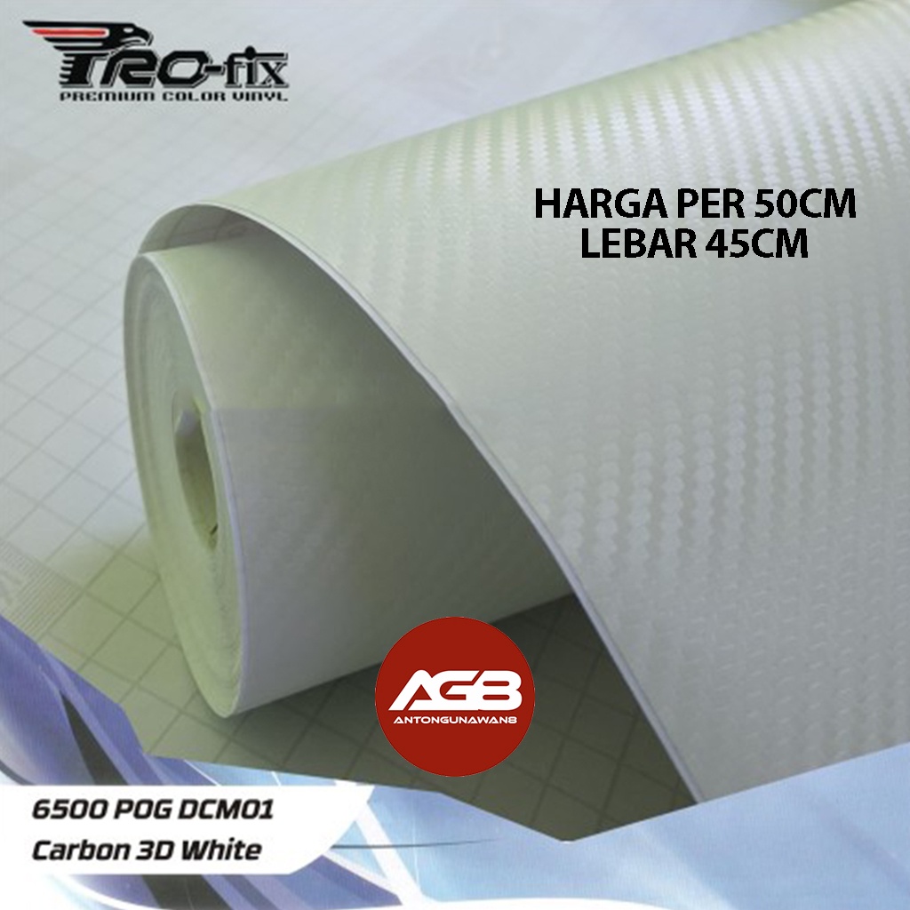 Sticker Profix KARBON 3D PUTIH Skotlet Karbon Ecer PER 50cm