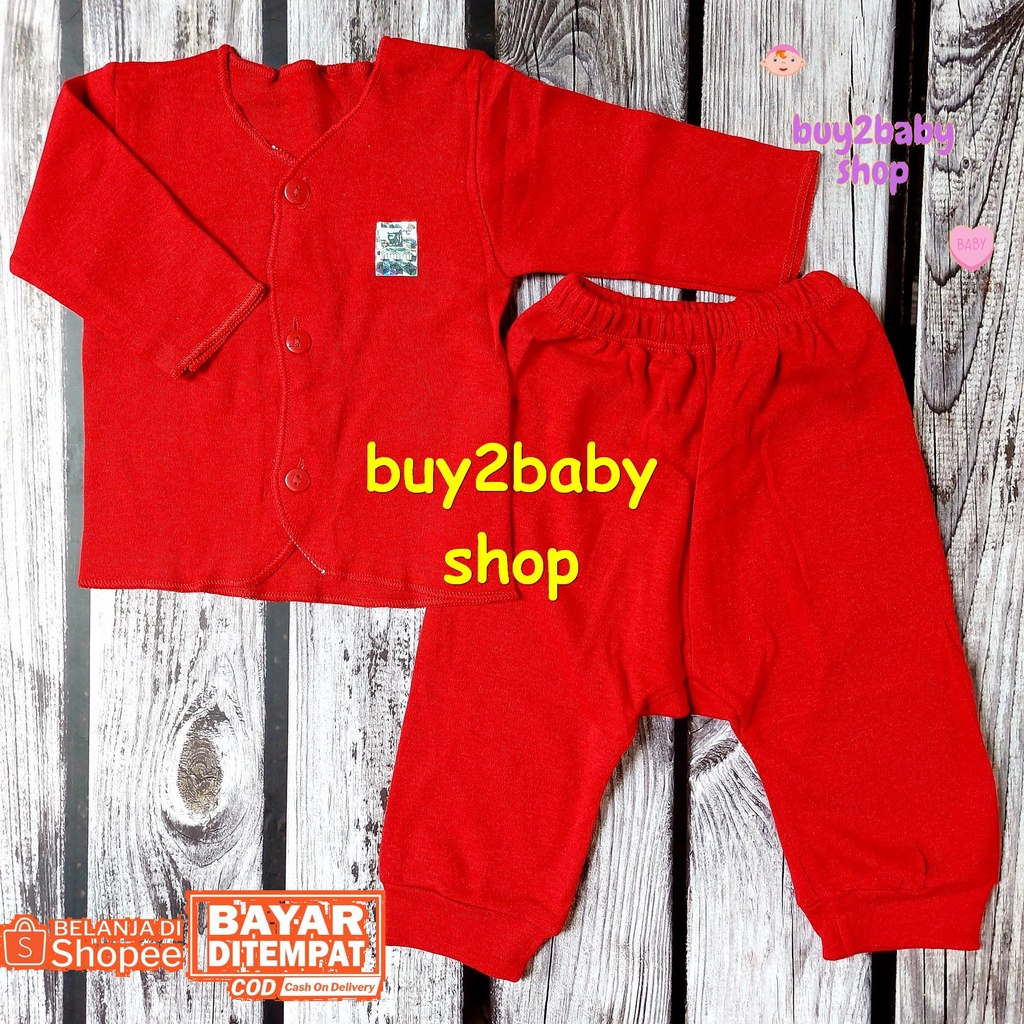 Setelan Baju Bayi Piyama Panjang warna Premium Candy Red Vinata 0-3 Bulan 1 PCS