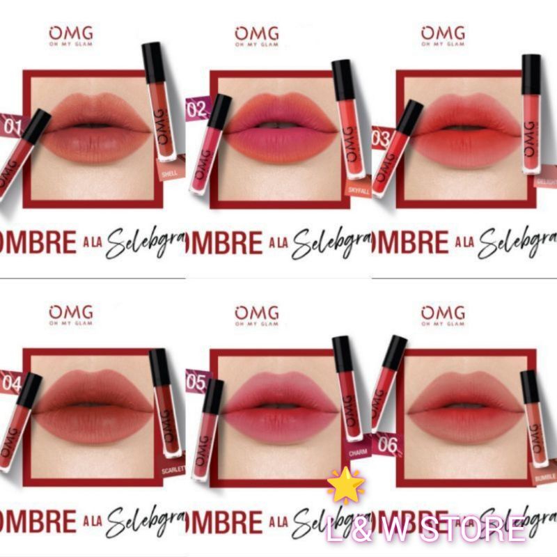 OMG Oh My GLAM Matte Kiss Lip Cream/OMG Ombre Ala Selebgram Combo 2PCS BPOM