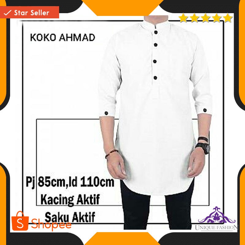 Koko Ahmad Putih Polos Sc Baju Koko Pria Katun Putih