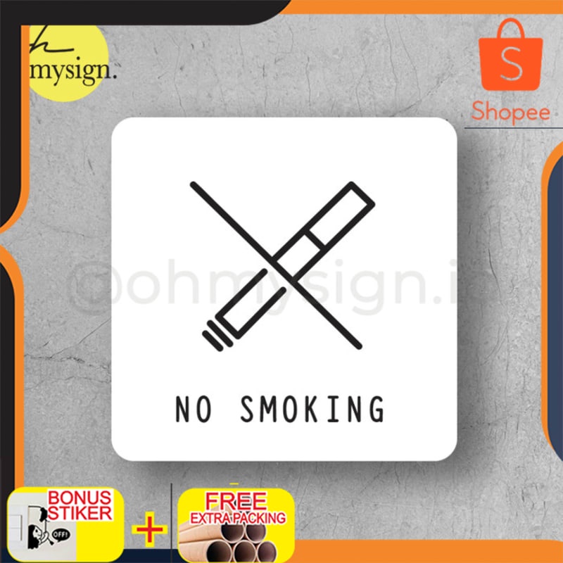 

Promo Sign No Smoking Dilarang Merokok Akrilik UV Print Label Keren