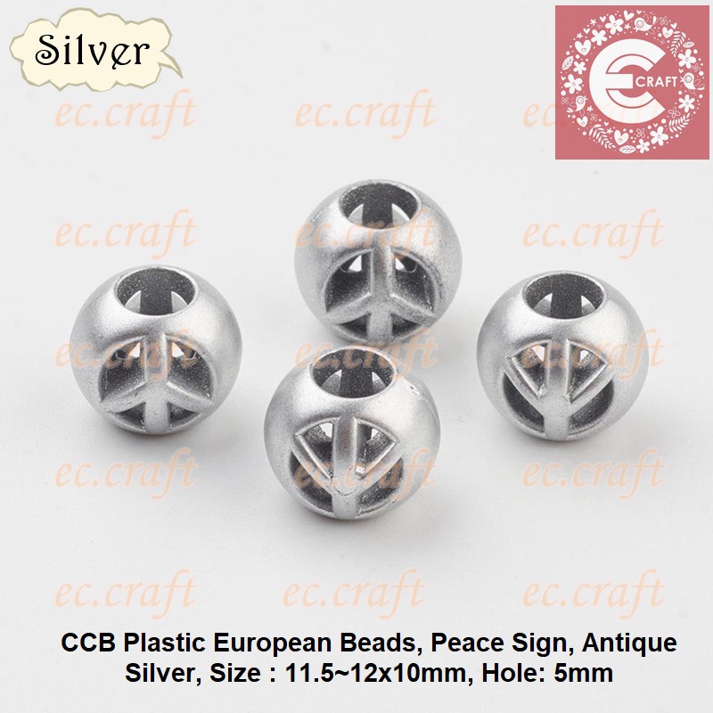 10 PCS PEACE SIGN CCB BEADS (BAHAN RINGAN HIGH QUALITY)