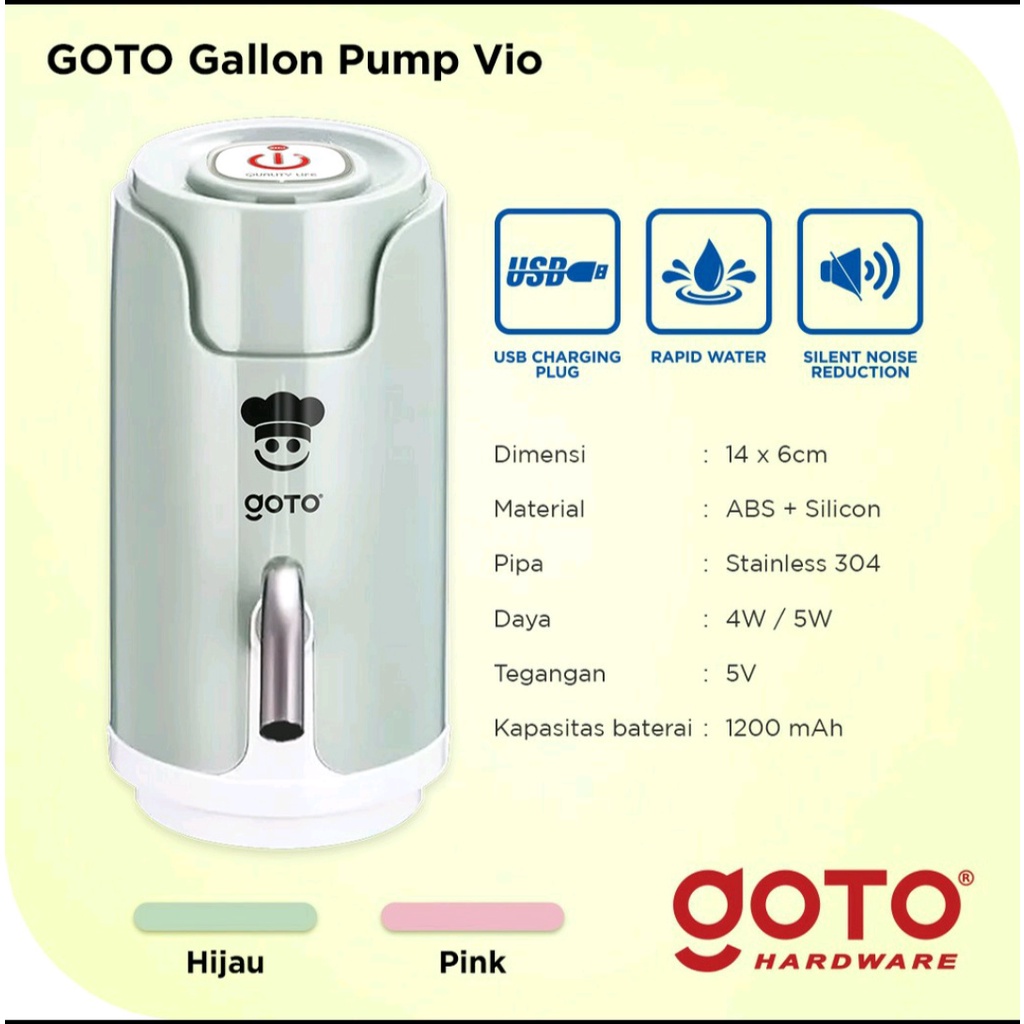 [garansi 1 tahun] original goto Pompa Galon Dispenser Air Minum Elektrik Recharge Gallon Pump Batera