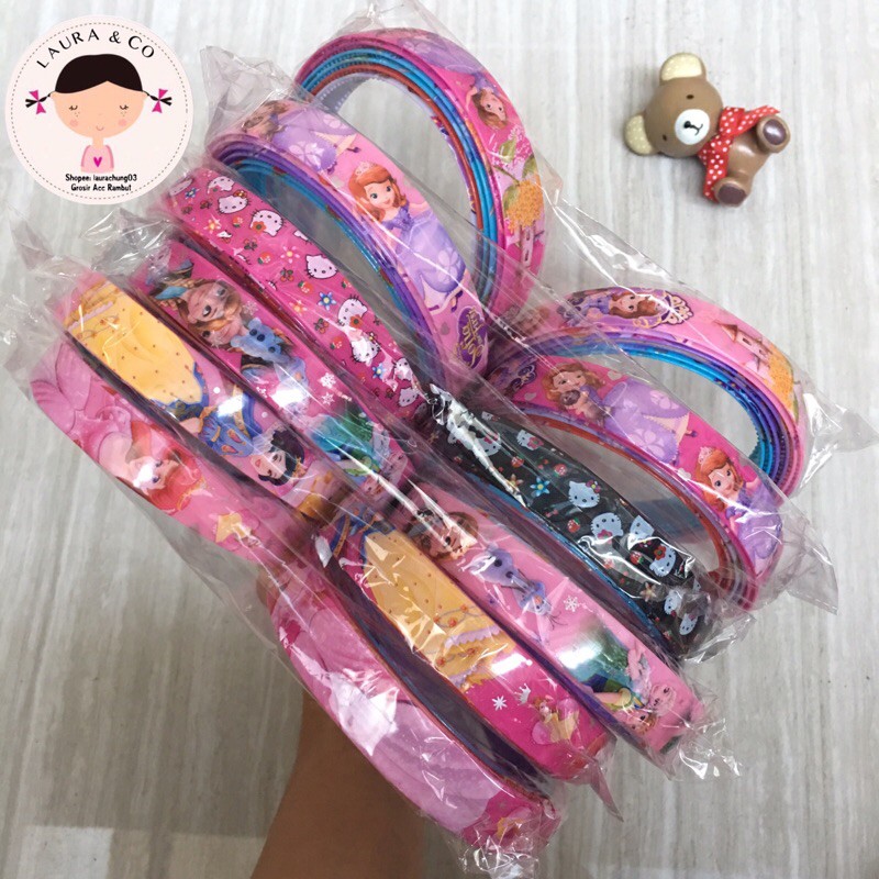 Bando bandana Lebar print anak murah 12pc grosir lusinan