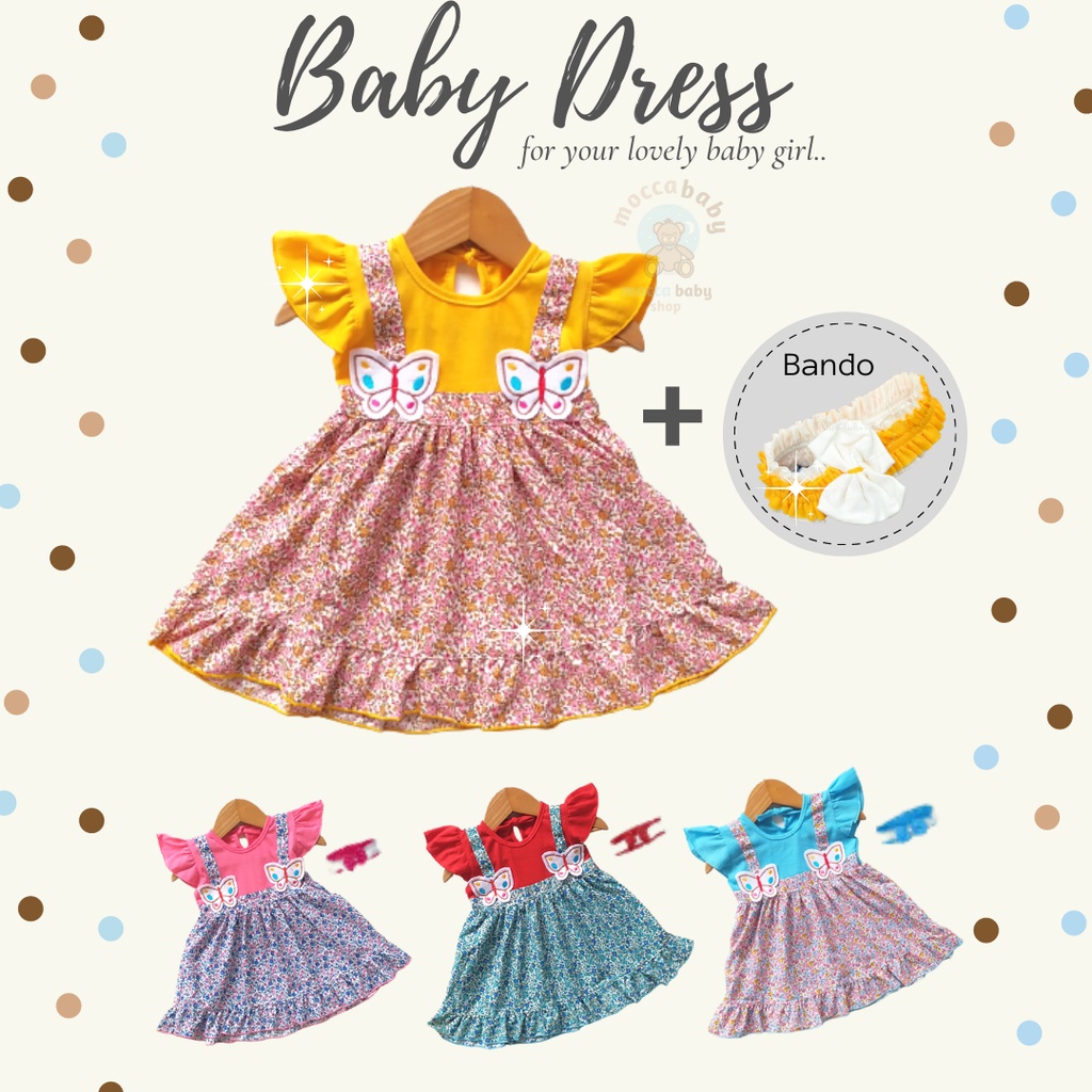 MBSS - QIU2 BUTTERFLY Baju Bayi Model Dress MURAH Baby Girl (0-6 bulan) Dress Anak Perempuan