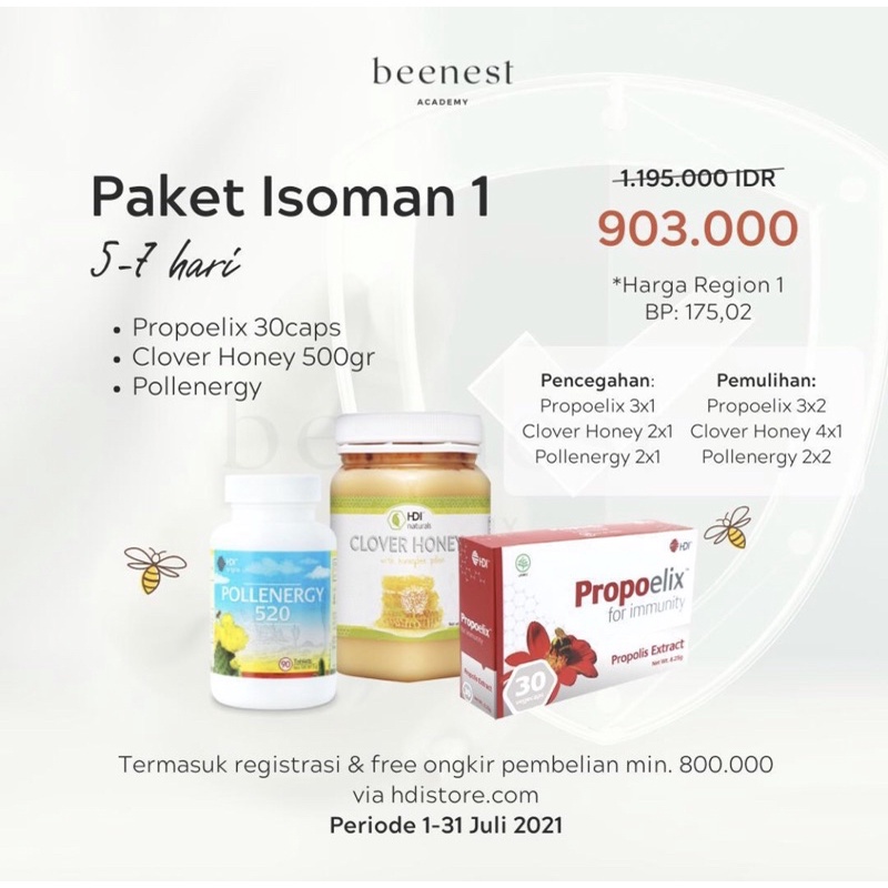 PAKET ISOMAN COVID (Paket 1) Clover Honey HDI