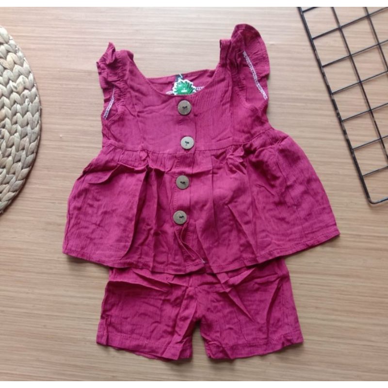 baju anak perempuan pineapple/setelan anak perempuan/katun crinkle set anak rayon crinkle setelan an