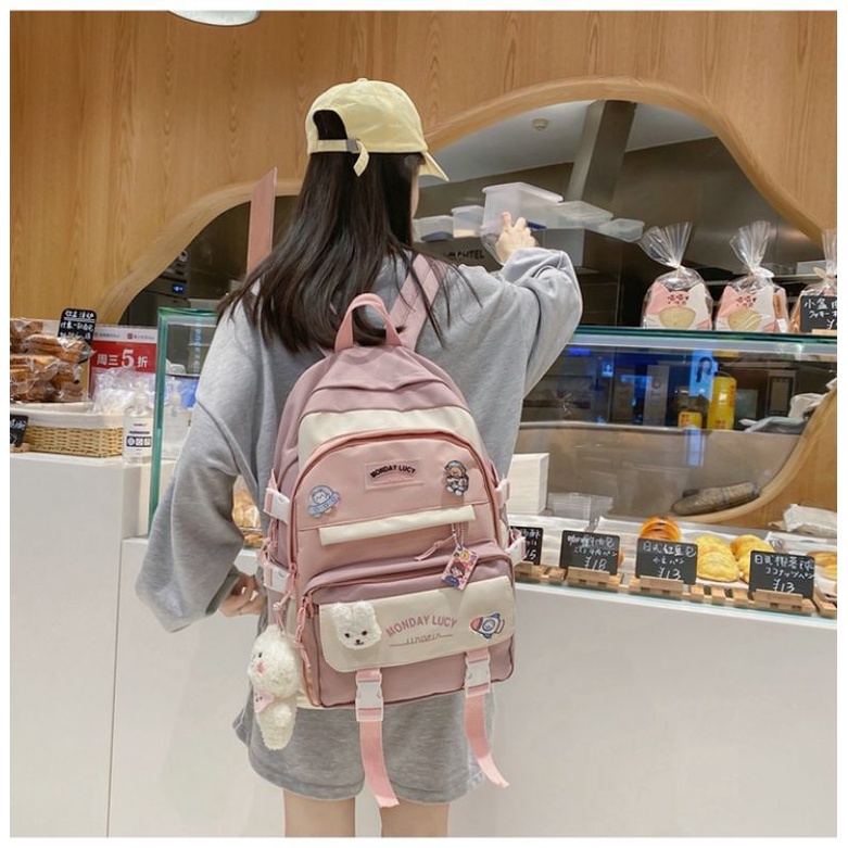 Tas Ransel Wanita Backpack Korea Impor 34 47 + BONEKA