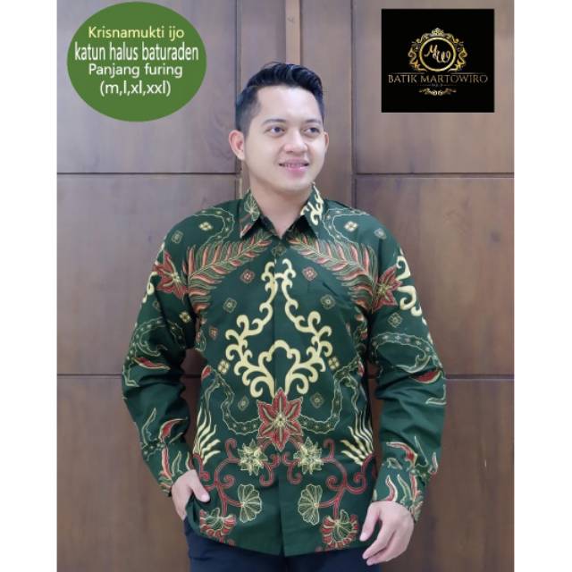 Krisna mukti ijo katun halus sragenan batik pria full furing