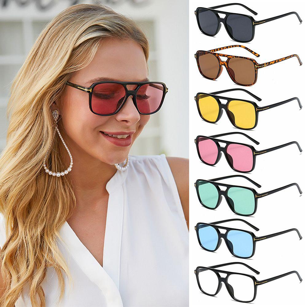 Lily Kacamata Hitam Persegi Musim Panas Warna Permen Gaya Retro UV400 Ladies Shades