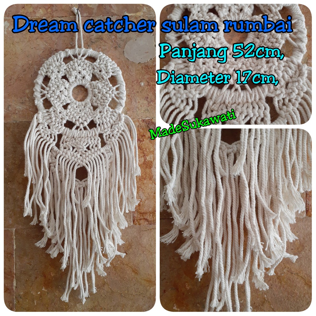 Dream catcher sulam rumbai diameter 17cm panjang 52cm