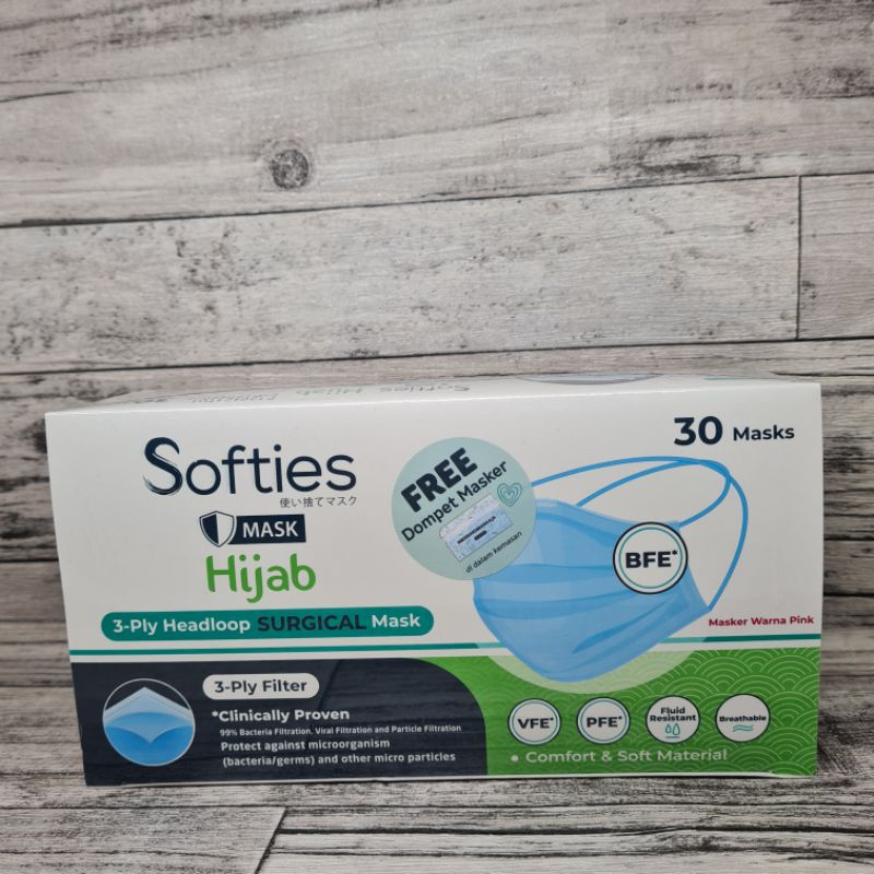 Softies 3ply Surgical Head loop mask 30s / masker medis hijab