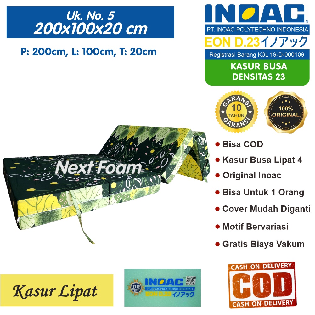 Kasur Busa Lipat Inoac Ukuran No 5 200x100x20 cm Tebal 20 cm EON D23 ORIGINAL INOAC Garansi 10 Tahun