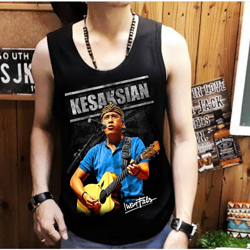 Singlet Pria Tanpa Lengan Iwan Fals Ukuran L / XL / Bunny Shop