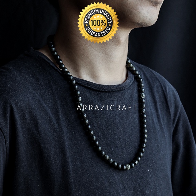 Kalung Alami Magnet Batu Akik Alam BLACK JADE Giok Hitam ASLI Original Aceh untuk Pria Wanita