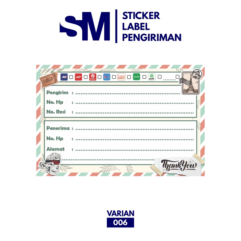 Stiker Label Pengiriman / Stiker Alamat Sticker Pengiriman Paket / Stiker Pengiriman-006