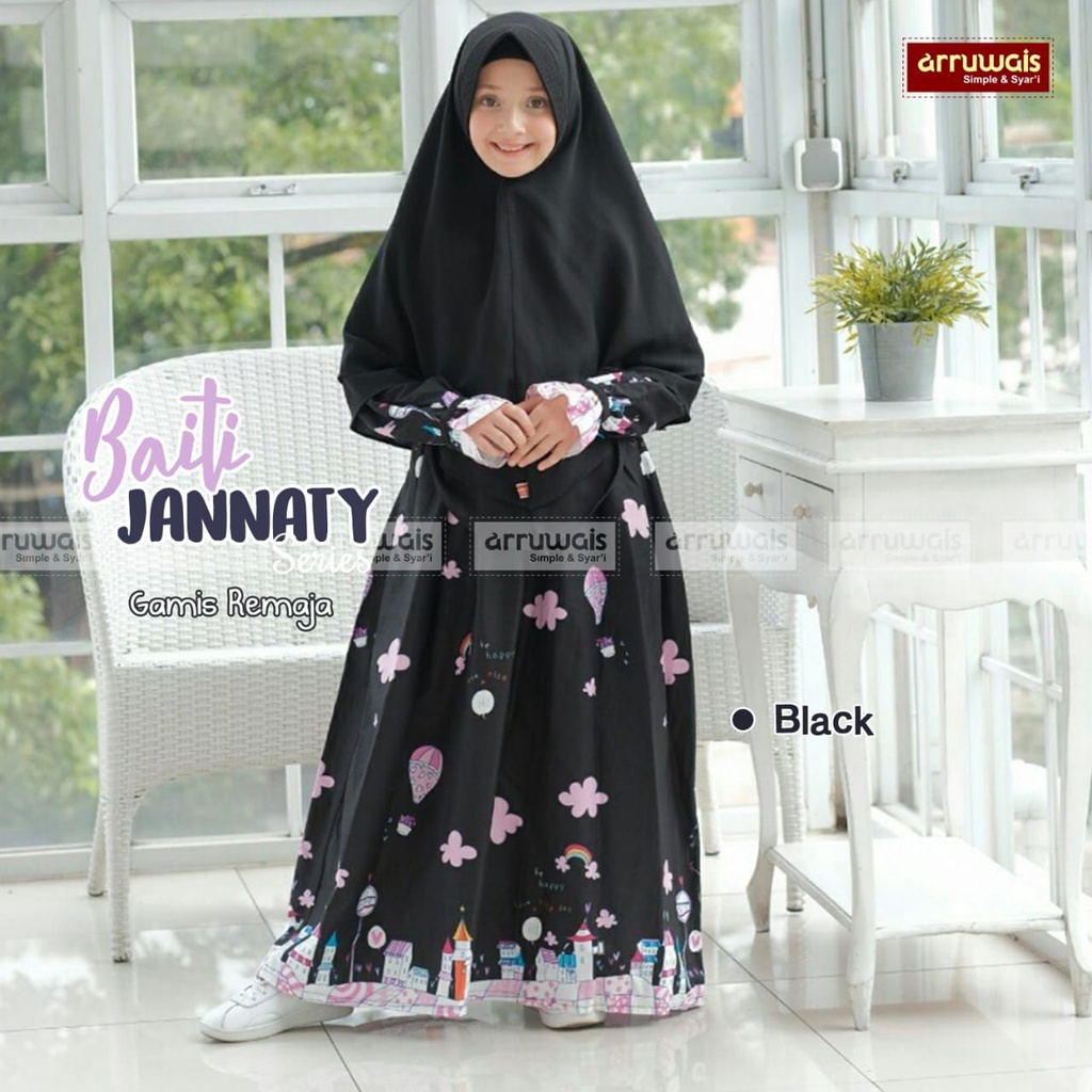 Gamis Anak Motif Rumah Baiti Jannaty | Gamis Ibu dan Anak Remaja | Gamis Katun Jepang | Arruwais