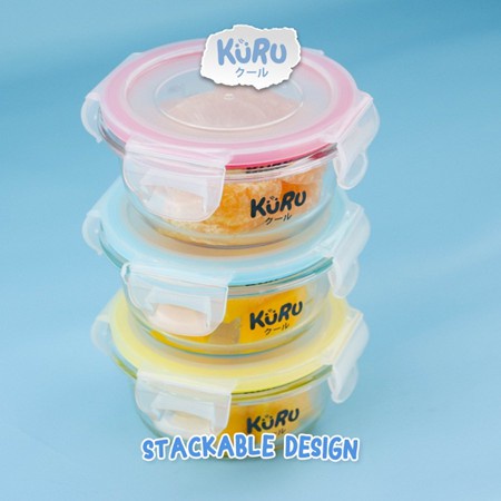 Kuru Baby Glass Food Container | Wadah Kaca Tempat Makan Bayi MPASI GC2001