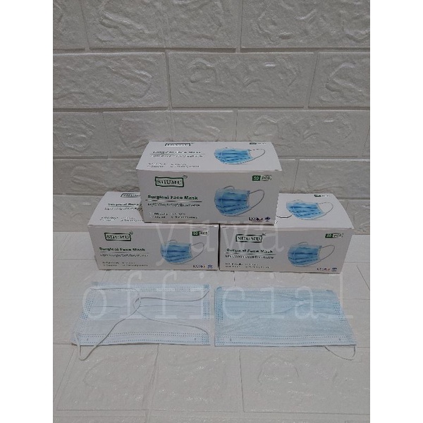 Masker Shumu Hijab 3 ply Shumu Headloop 3ply isi 50 pcs