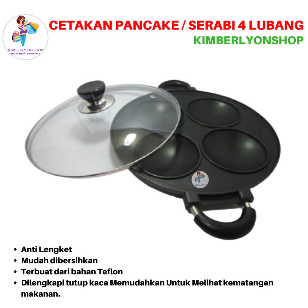 Cetakan Kue Martabak Serabi Pancake Mini 4 Lubang Happy Call