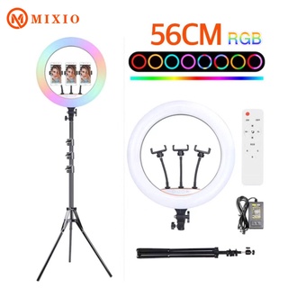 MIXIO Ring Light RGB 56CM + Tripod 2M 3 Phone Holder + Remote + MIRROR