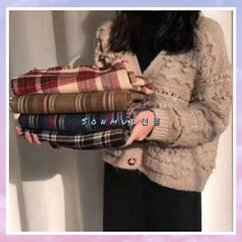 IMPORT PLAID CHECKED WINTER AUTUMN LONG SCARF SHAWL SYAL PANJANG MUSIM DINGIN WANITA PRIA-3