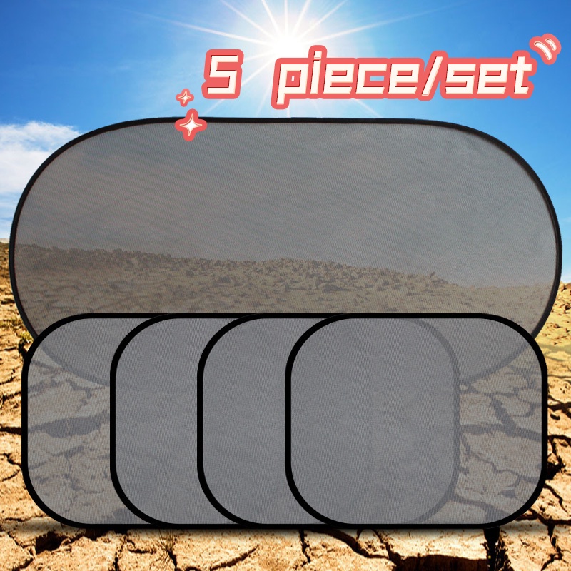 5pcs / set Cover / Tirai Pelindung Panas Matahari Bahan Mesh Untuk Kaca Belakang Mobil