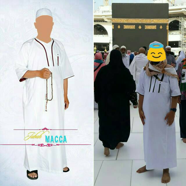 Gamis Jubah Pria Putih Lengan Pendek Al Ham