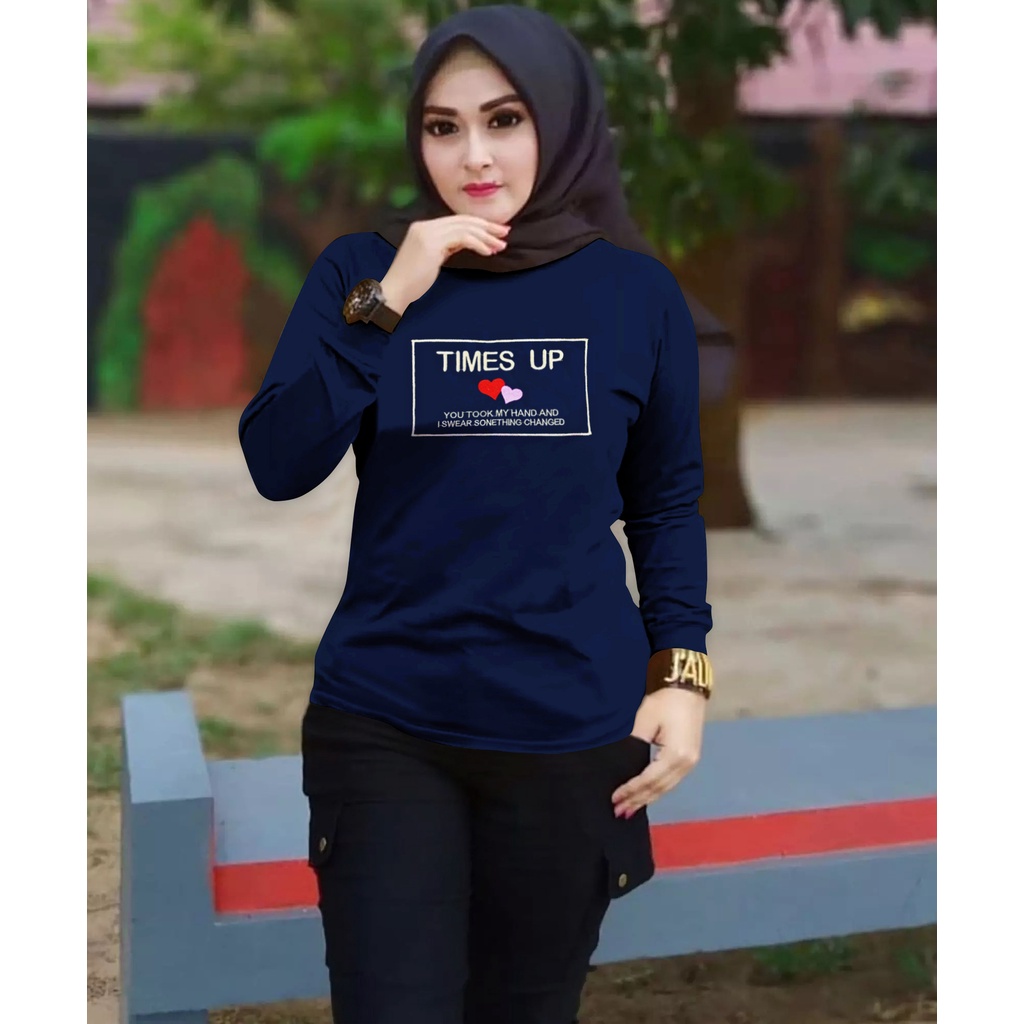 CENOA Kaos Wanita Lengan Panjang  / Kaos Sweatshirt / Atasan Wanita / Atasan Wanita Lengan Panjang-NEVI TIMES UP