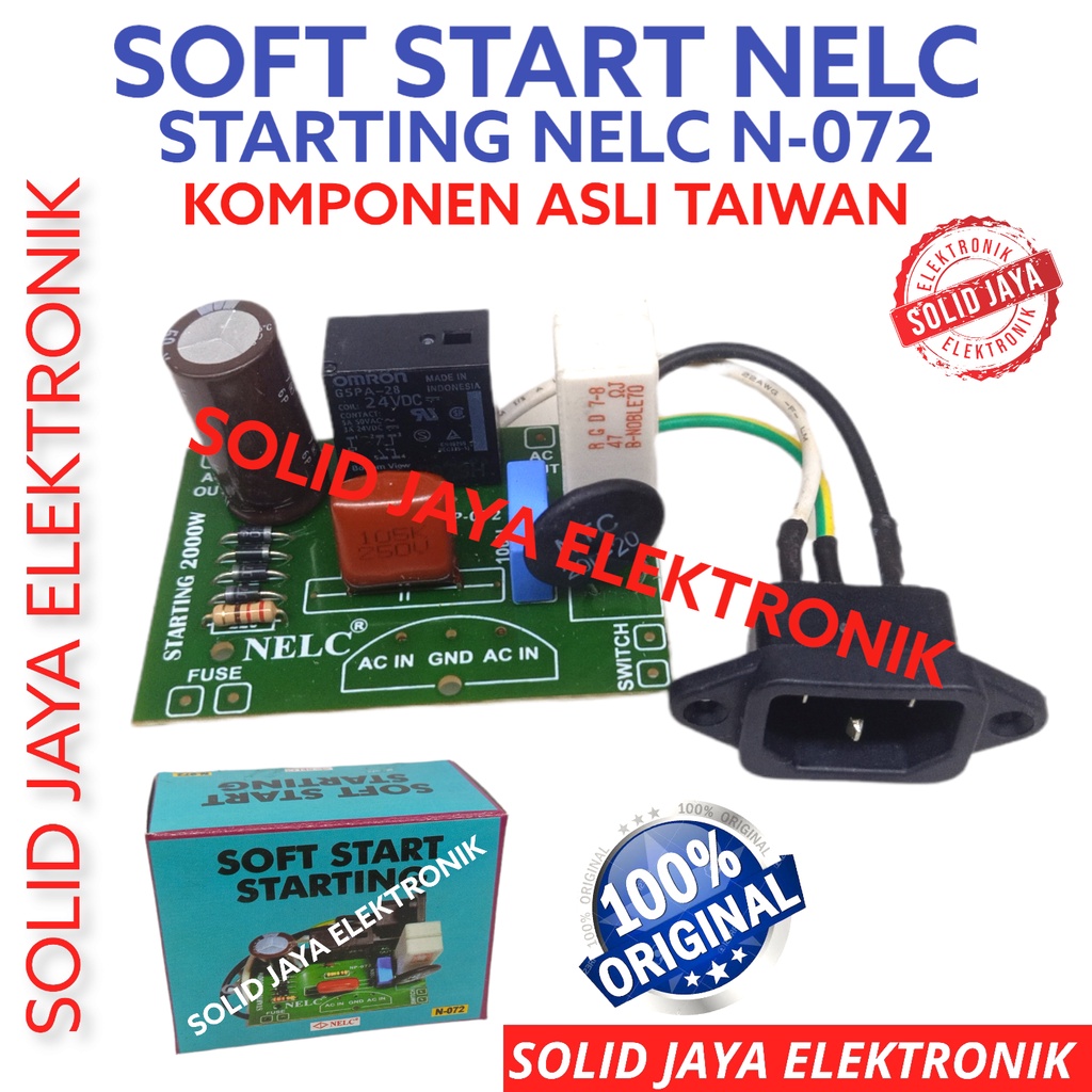 KIT SOFT START NELC STARTING SOFTSTART RELAY RESISTOR PLUS SOKET AC 3 PIN  ASLI ORIGINAL NELC N-072 N072 N 072 NELC