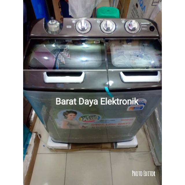 Sanken Mesin Cuci Tabung 2 TW-1127GSL Mesin Cuci 2 Tabung Kapasitas 11 kg Low Watt 250 Watt