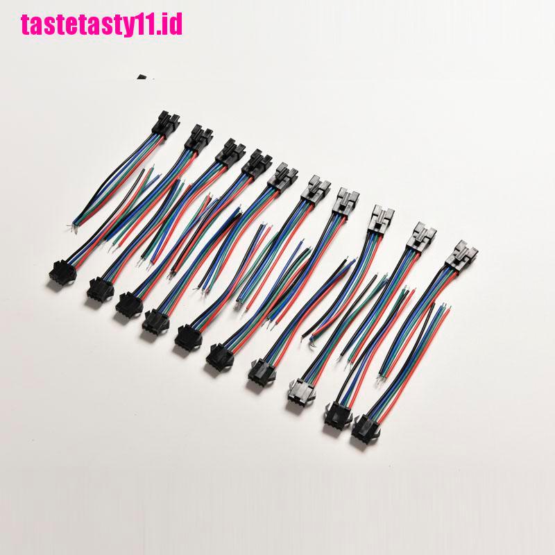 20 Pcs Konektor Male Dan Female 4 Pin Dengan Kabel Untuk Led RGB 5050 / 3528