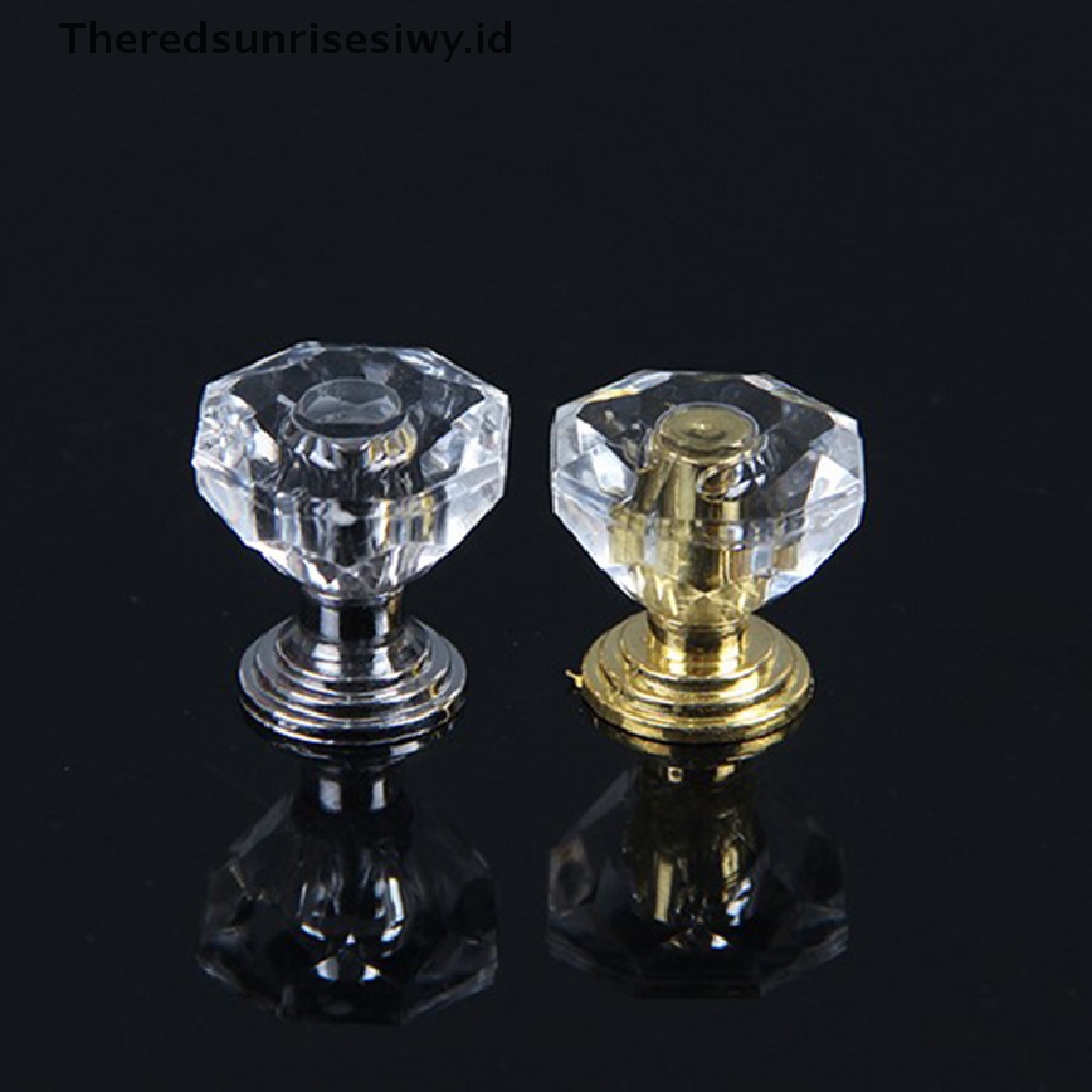 # Alat Rumahan # 10pcs Knob Kristal Akrilik Lemari Tarikan Laci Handle Door Knob Diamond Cabine~