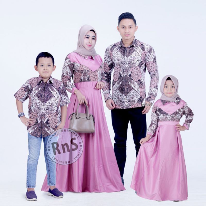 Batik couple batik couple modern batik couple keluarga batik couple jumbo Velvet baju batik keluarga/batik couple jumbo-Motif D (Manuk Pink)
