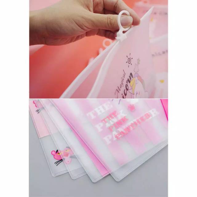 Medan Termurah Unicorn pink pouch Cosmetic pouch bag transparan import