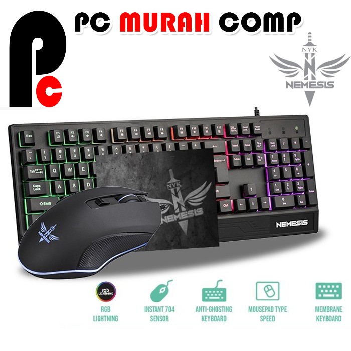 Keyboard Mouse Mousepad Combo Gaming Set Nemesis NYK KC300 Drake