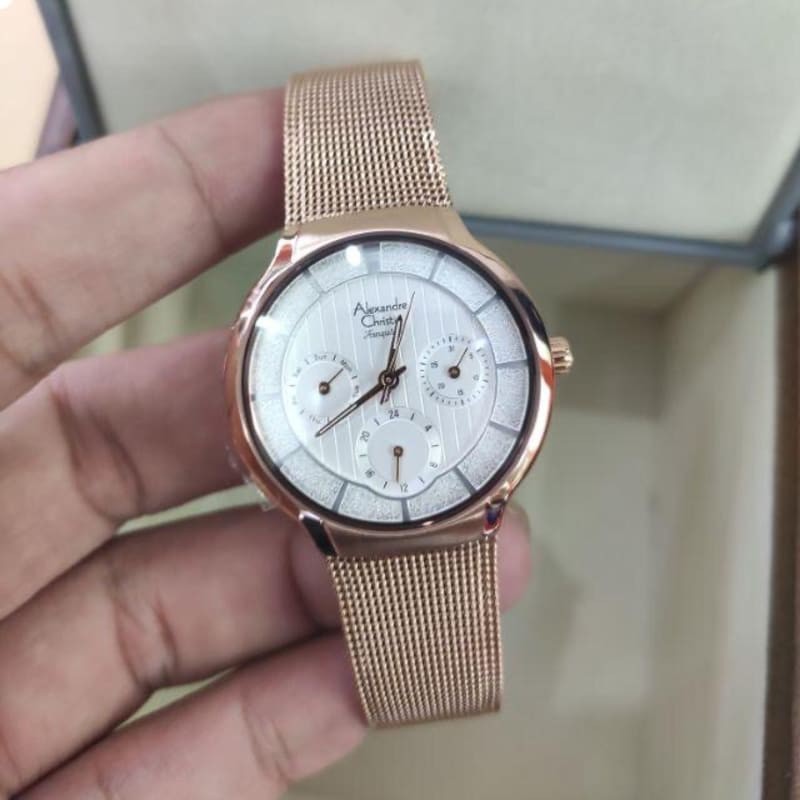 JAM TANGAN WANITA ALEXANDRE CHRISTIE AC6245 rosegold original