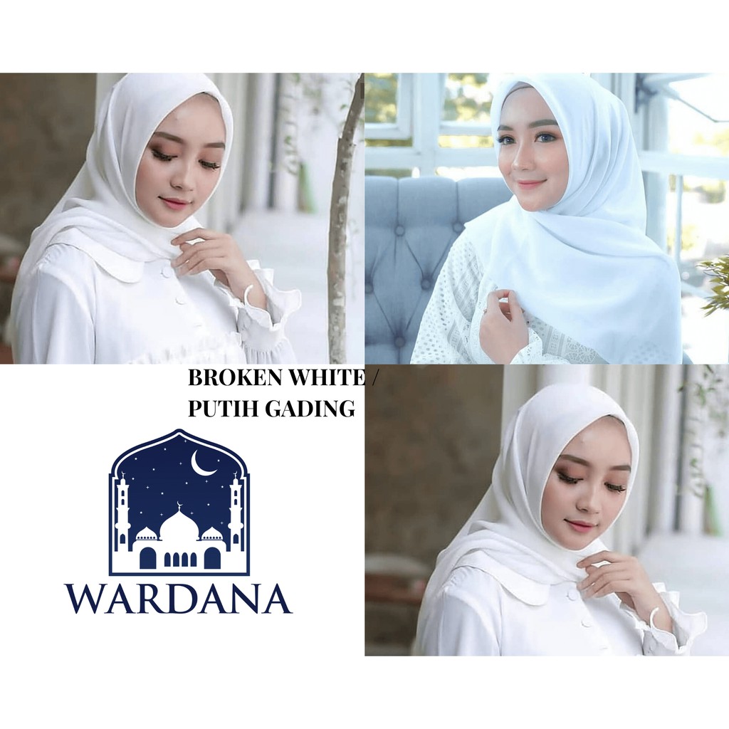 Hijab BROKEN WHITE - PUTIH GADING Bella Square SegiEmpat , Jilbab Polos, Kerudung PolyCotton Murah