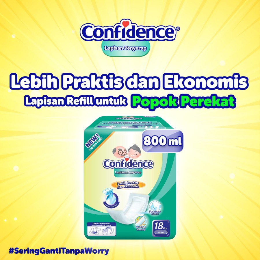 CONFIDENCE Insert Pad Lapisan Refill Popok Perekat Dewasa 800 ml