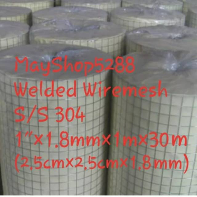 Kawat loket stainless 1" (2.5cm) Welded wiremesh stainless SS304 perroll