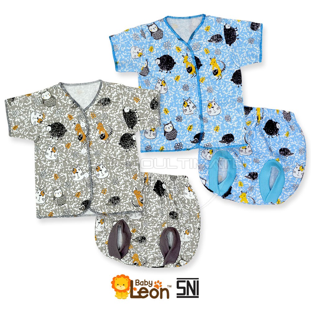 (0-3 Bulan) Setelan Baju Bayi Baru Lahir Baju Tidur Bayi Baju Harian Bayi BABY LEON DS-113 / DS-114 Atasan Kaos Bayi Pakaian Bayi SM-901 Celana Pendek bayi Celana Bayi Baru Lahir Perlengkapan Bayi Baru lahir Newborn