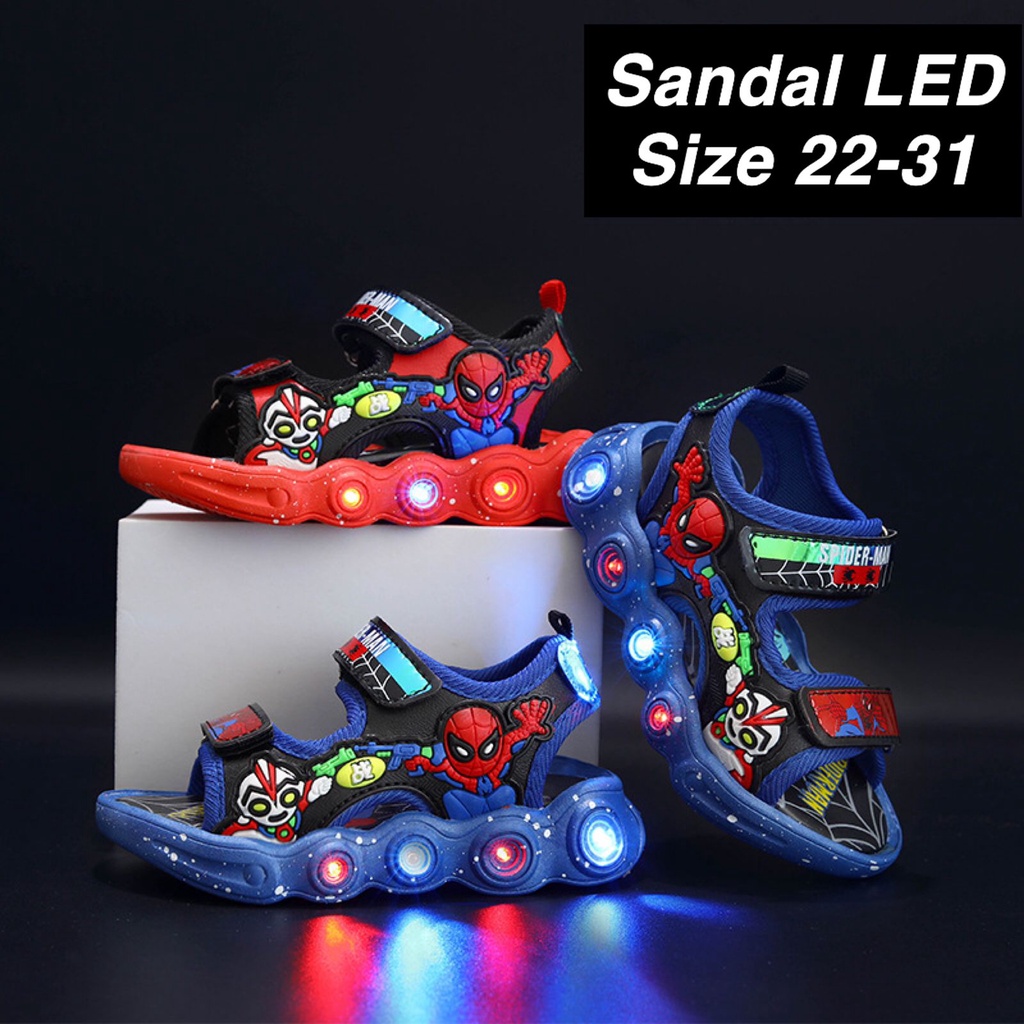 (LOLI-JKT) SD-SU-6 SANDAL ANAK COWOK MODEL SPIDERMAN VS ULTRAMAN SIZE 22-31