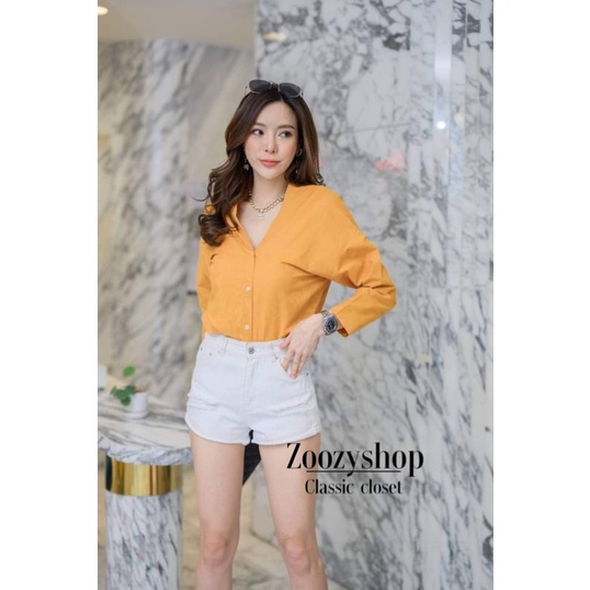 ATASAN ZOOZY BUTTON LENGAN PANJANG FASHION WANITA IMPORT BANGKOK CODE 28