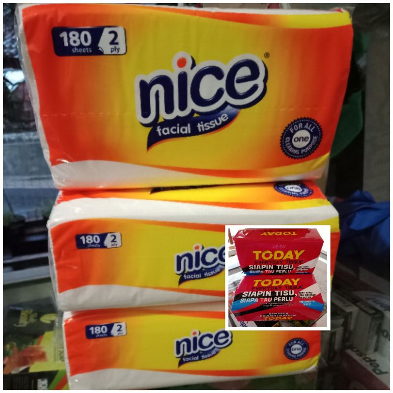 Tisue tisu Tissue nice facial 2ply 180 sheet / today 2ply 180 sheets